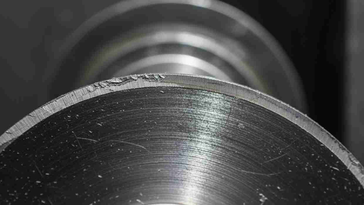 A close-up of a worn blade edge next to a new one