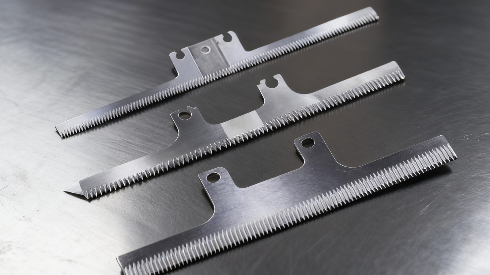 A machine blade with a shiny DLC coating