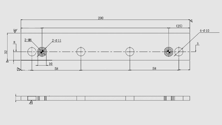 A detailed view of mounting holes and a keyway on a blade