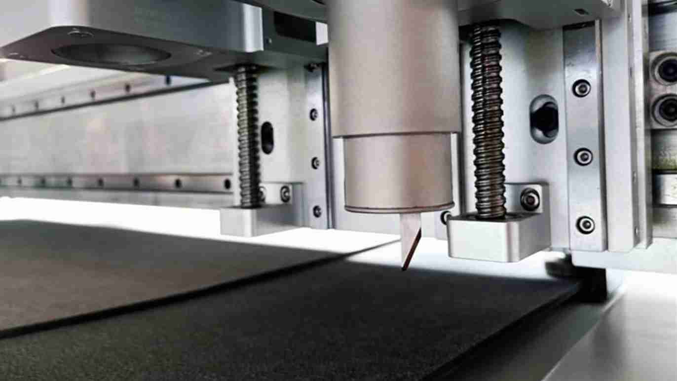 Engraved pattern on a foam panel created by a CNC oscillating knife.