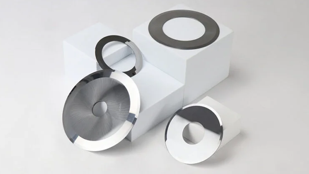 Various materials being cut by circular knives