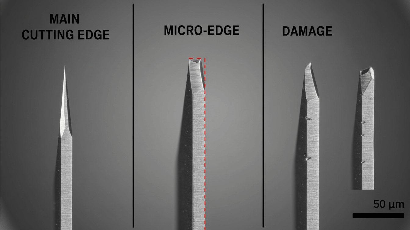 Diagram showing the geometric angles of a cutting edge