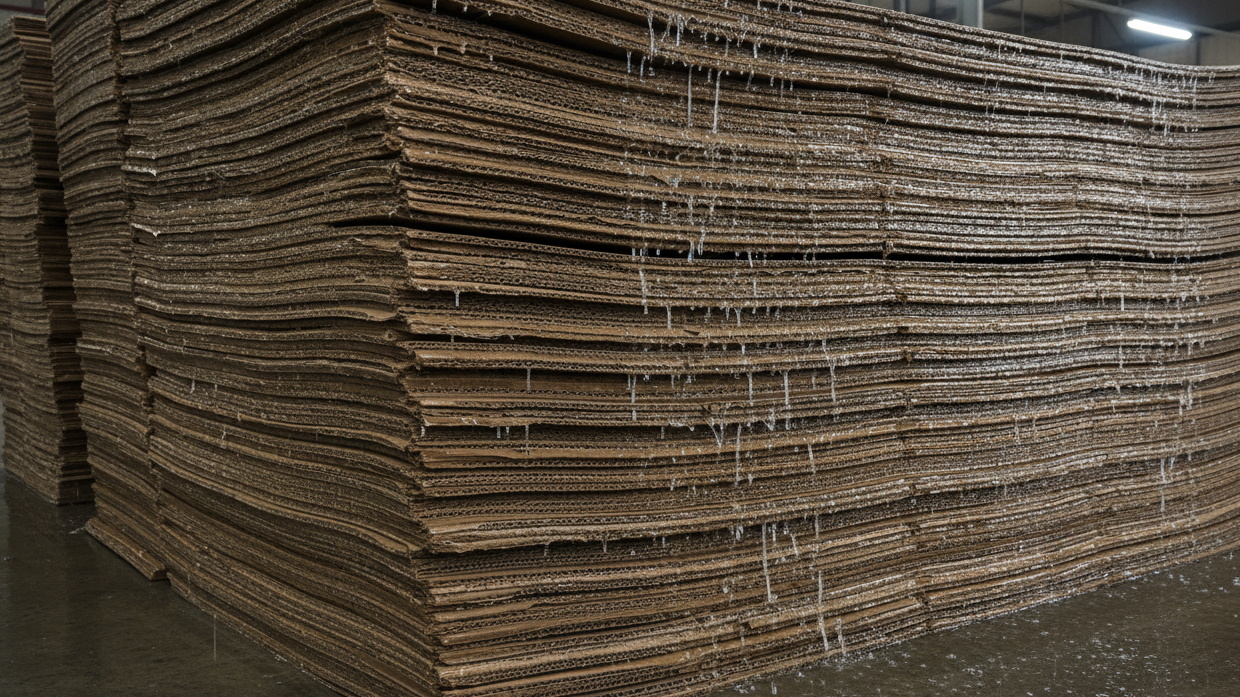 stack of thick and wet corrugated board