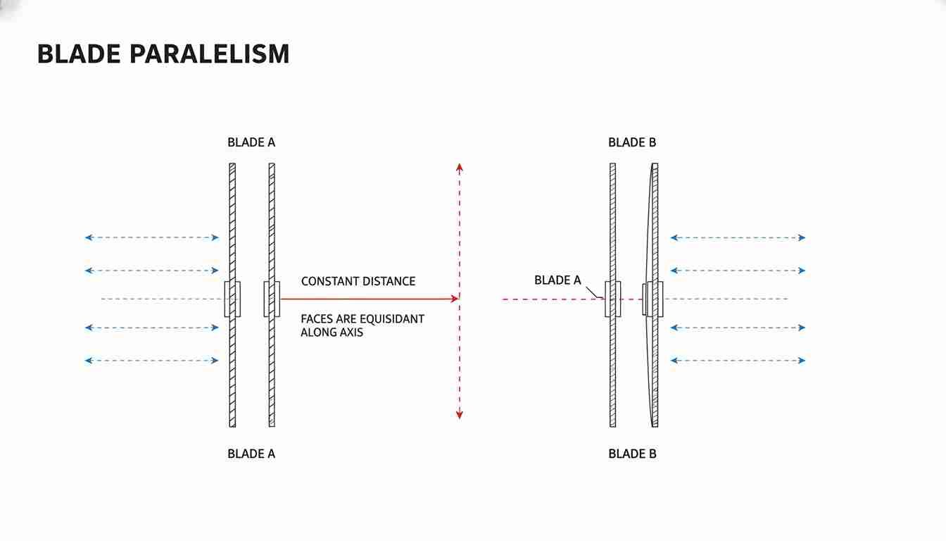 Diagram showing blade parallelism