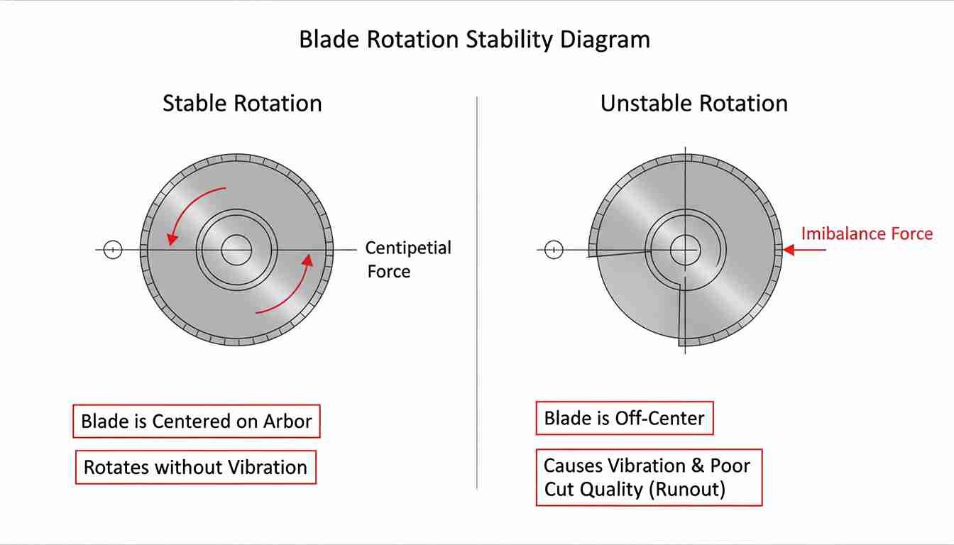 Diagram showing the difference between a stable and unstable blade rotation