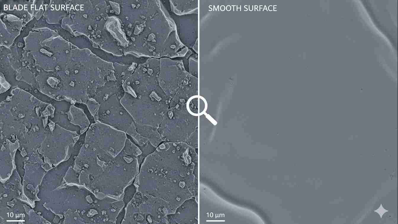 Image comparing a flat vs. smooth surface at a microscopic level