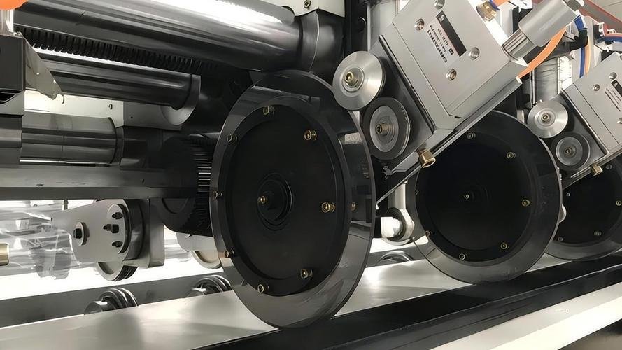 An industrial machine with a high-performance blade in action