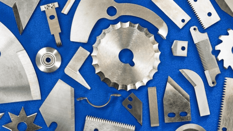 An assortment of industrial blades made from different types of tool steel