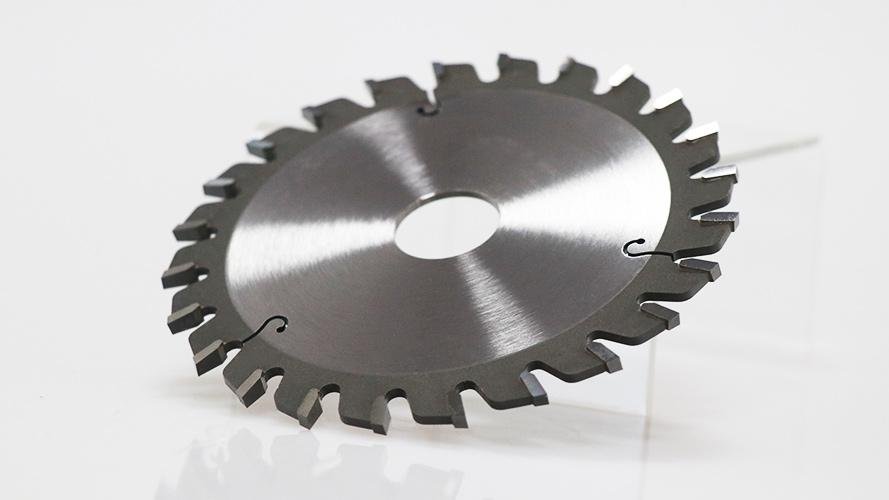 An inlaid industrial blade showing two different materials