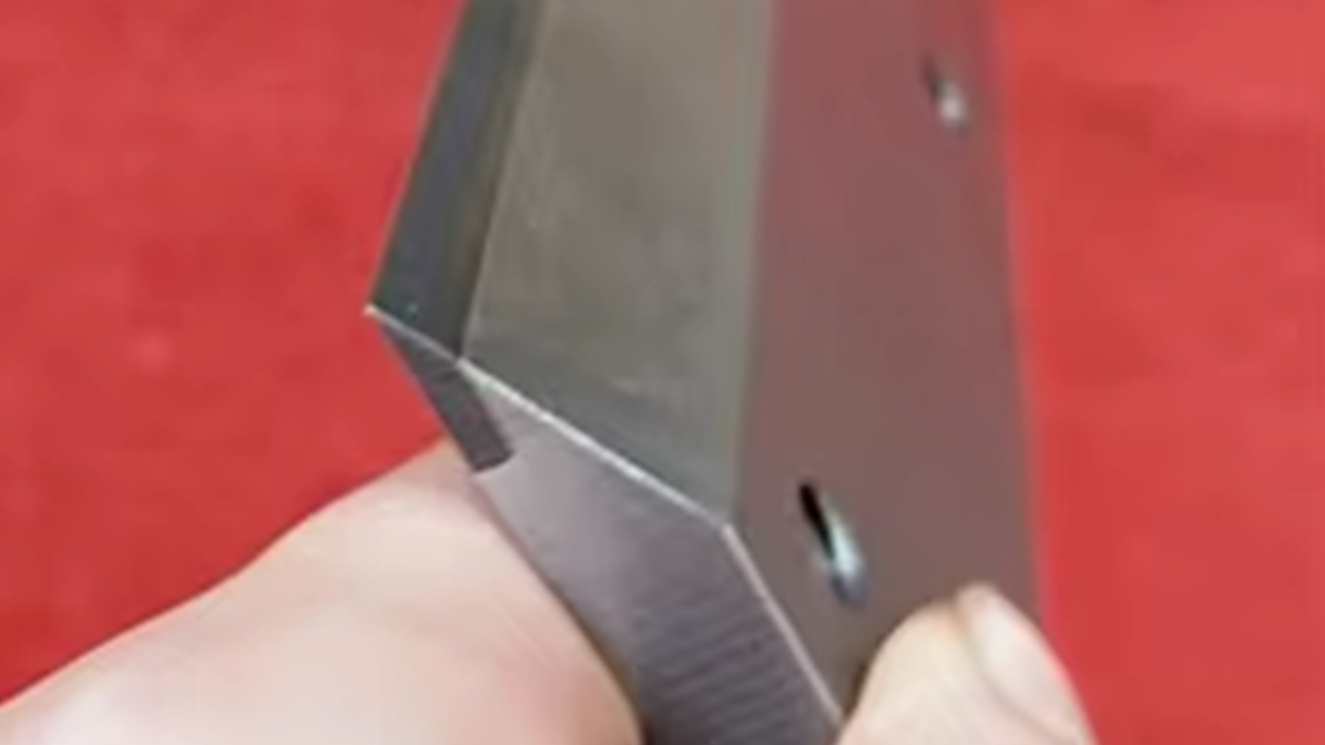 Inlay welded industrial blade showing the different materials