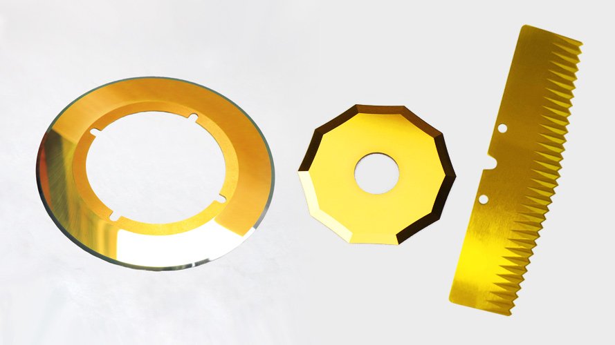 A close-up of a TiN coated blade with a perfectly honed edge, showing no signs of flaking.