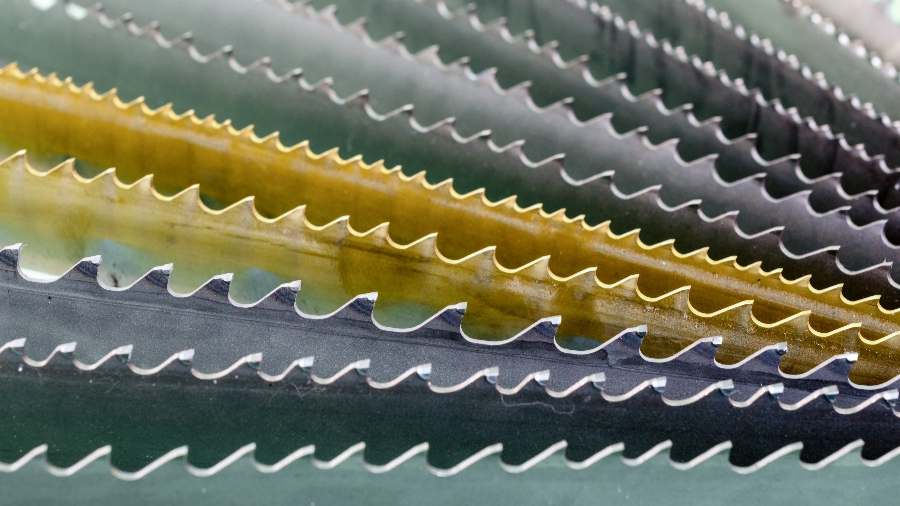 A selection of different PASSION bandsaw blades laid out for comparison
