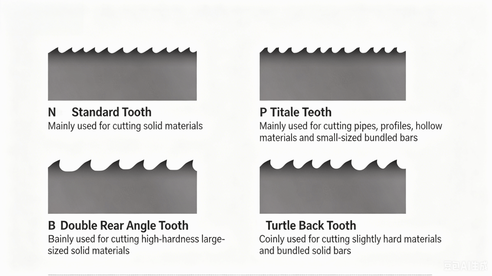 Close-up shot showing the different tooth forms on a bandsaw blade